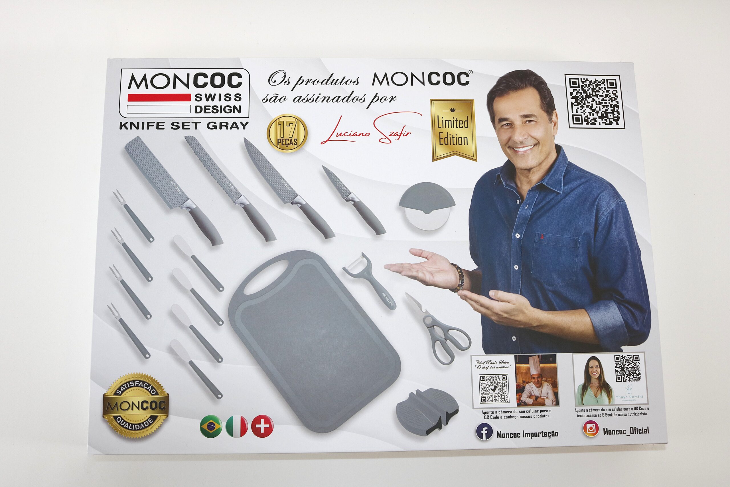 JOGO DE FACAS - 17 PEÇAS (CINZA)