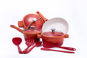 Jogo de Panelas - Le Brunet - Laranja e Vermelho