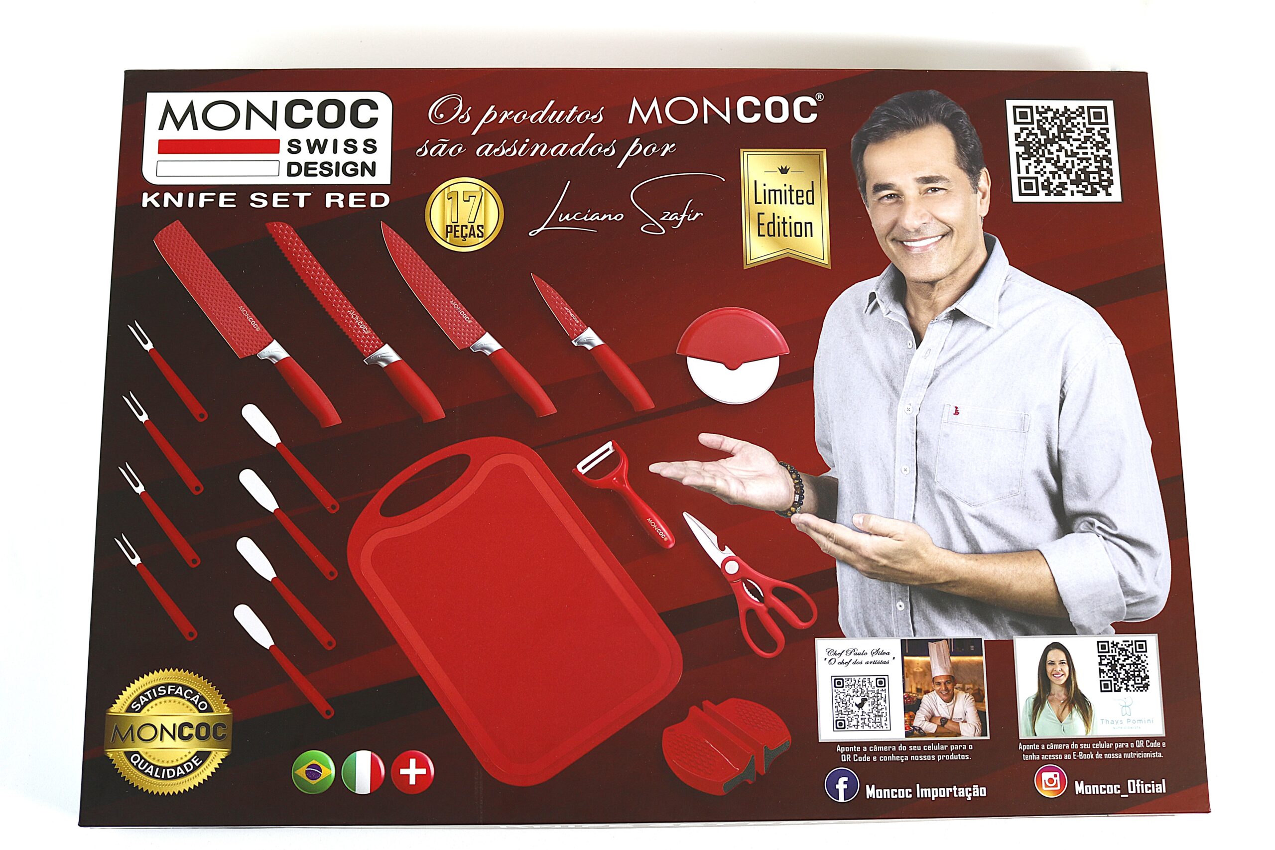 JOGO DE FACAS - 17 PEÇAS (VERMELHO)